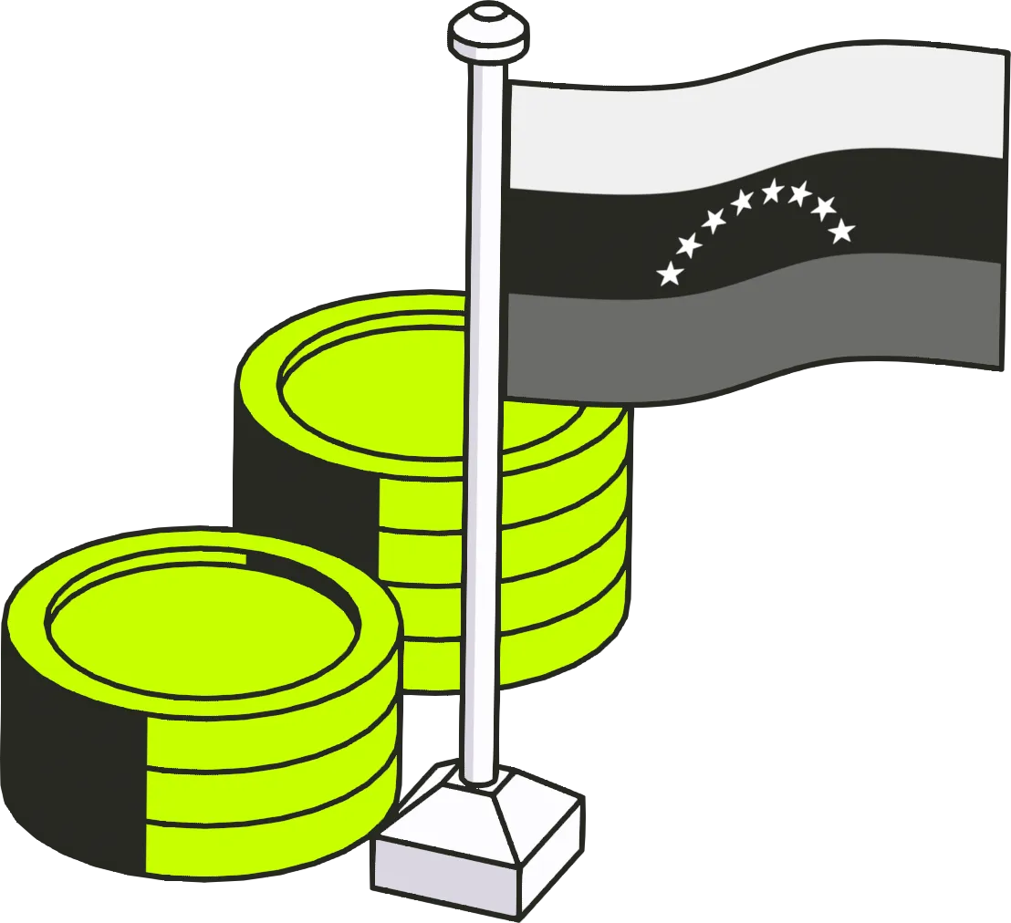Venezuelan flag with stablecoin stacks